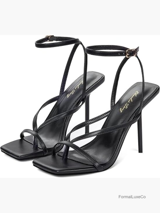 Shoes - Elisabet Tang Thong Heeled Sandals Women Square Toe Ankle Strap Dress Shoes